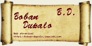 Boban Dupalo vizit kartica